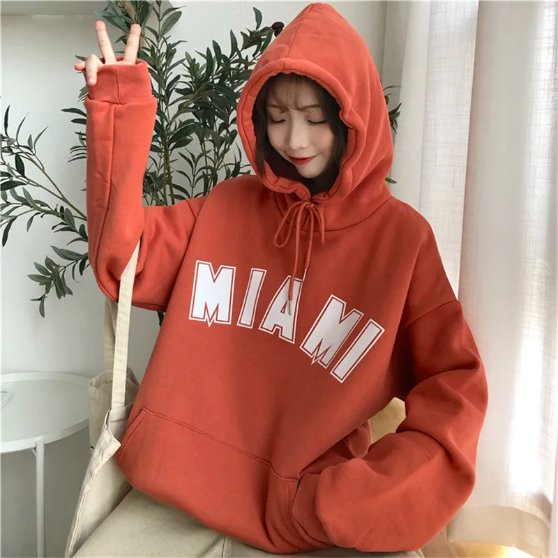 Женский флисовый пуловер с принтом в стиле Харадзюку Толстовка свободного кроя