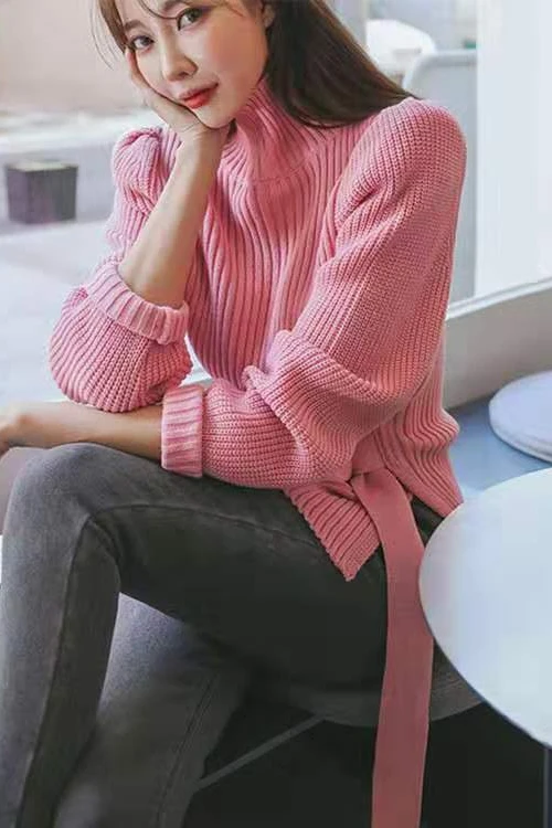 

2020 spring new lace-up coat base coat Korean sweater fashion wool sweater