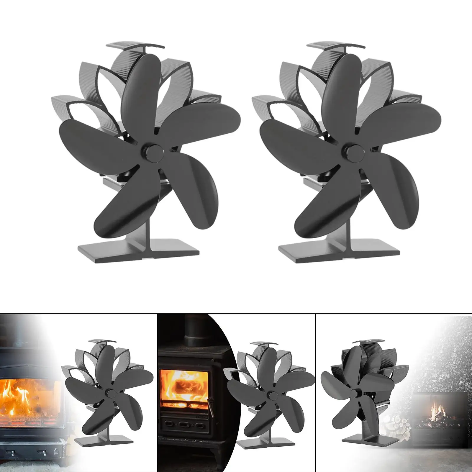 

2x Powered Stove Fan Silent 5 Blades for Wood/Log Burner/Fireplace-Eco Friendly And Efficient Distribution
