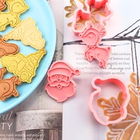diy cartoon biscuit mould christmas cookie cutter christmas molds abs plastic baking mould cookie tools cake decorating tools