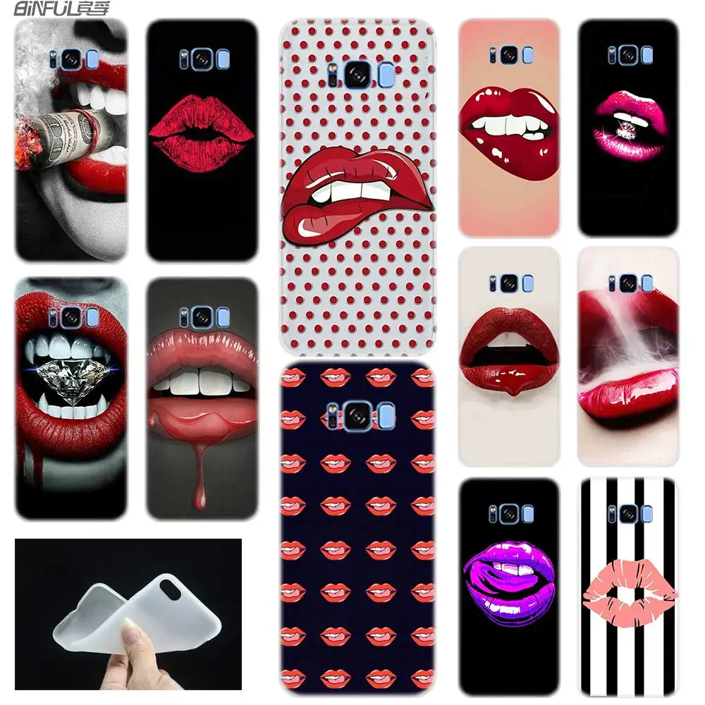 Мягкий силиконовый чехол для Samsung S30 S20 S11 S10 S9 S8 Plus lite 11e 10e Uitra S7Edge Girl Red Lips|Бамперы| |