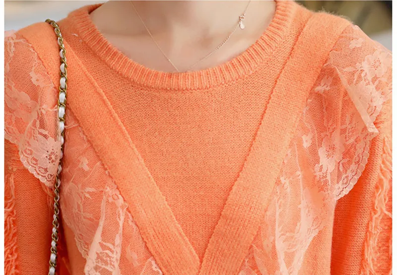 BLLOCUE 2019 New Autumn Winter High Quality Sweater Pullover Women Elegant Loose Wool Knitted Long Sleeve Ruffles Tassels Knitwear | Женская