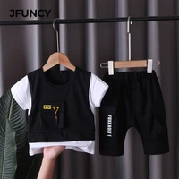 jfuncy summer childrens clothing fashion baby boys cotton t shirt tops shorts two sets kids t shirts casual child tracksuit