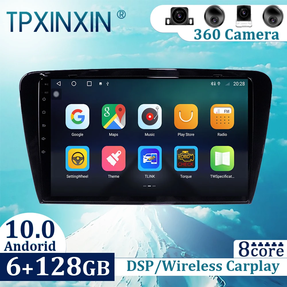 

6+128GB For Skoda Octavia 2013-2018 Android 10 Carplay Radio Player Car GPS Navigation Head Unit Car Radio with Screen