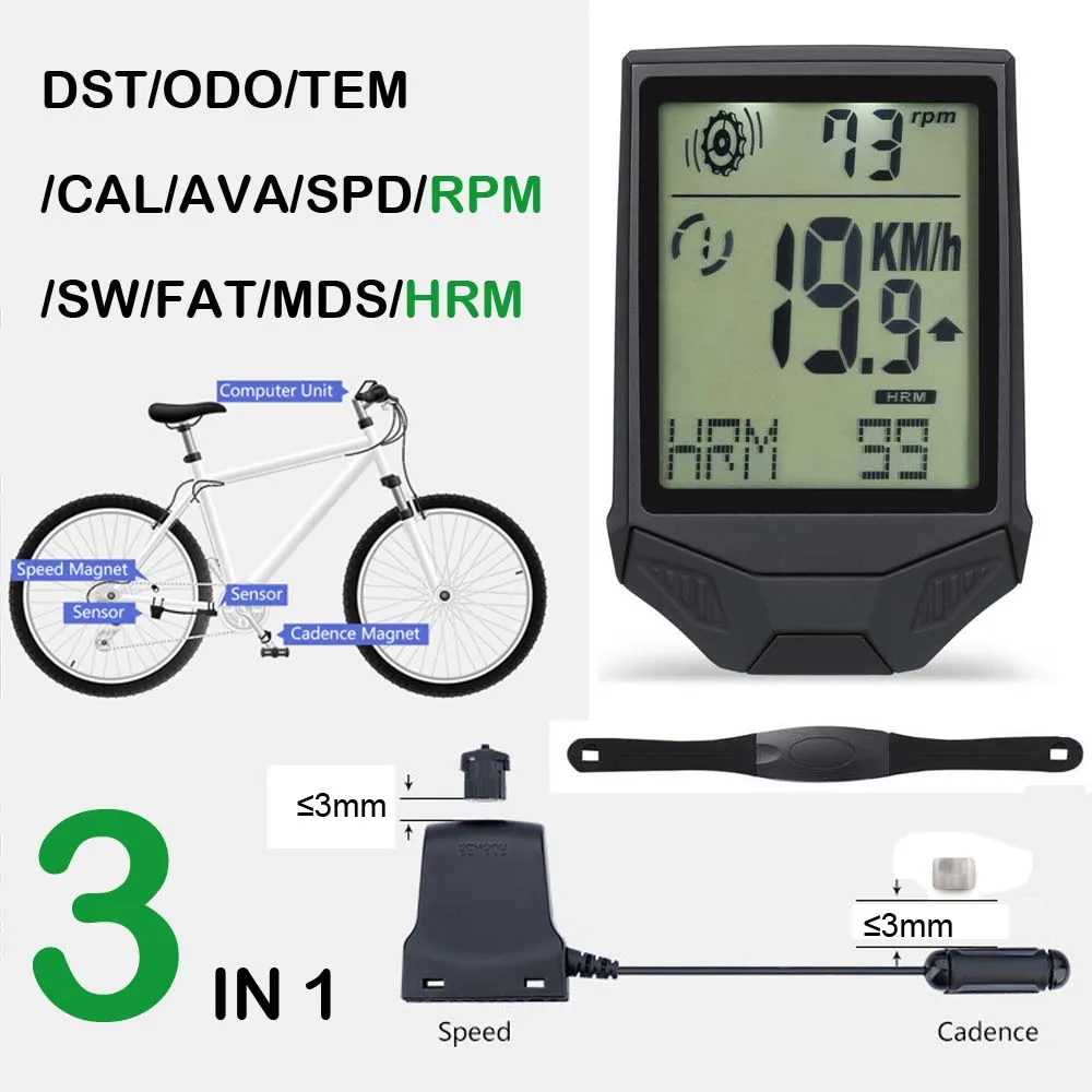 Беспроводной многофункциональный велосипедный одометр компьютер для