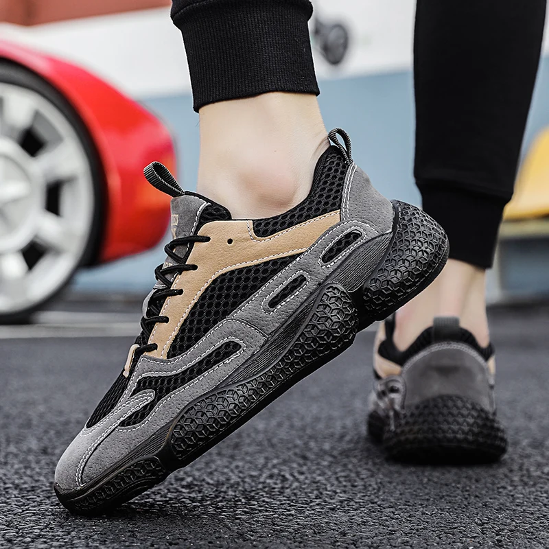 

New Arrival Boys Jogging Shoes Black Gray Mens Walking Shoes Mesh Breathable Jogging Sneakers Man Anti-Slip Runners For Mens