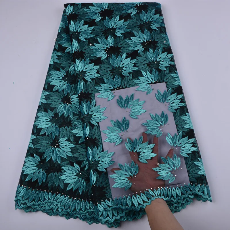 

2019 latest African voile embroidery Lace Fabric Nigerian high qualitry mesh Lace Fabric france dry Tulle stone Lace Weddind