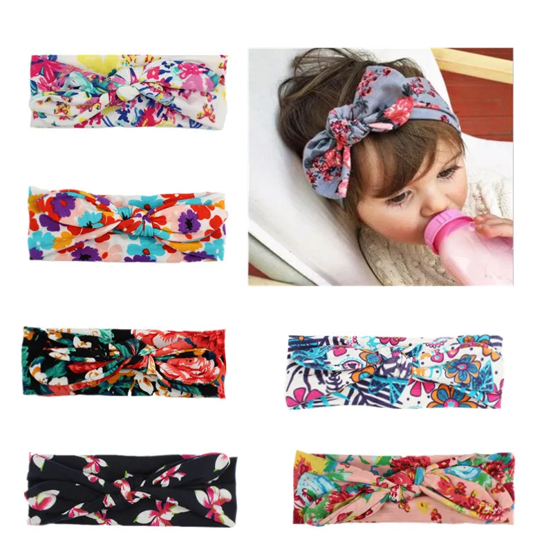 

New Children's Baby Print Knotted Hairband European and American Rabbit Ear Headband Simple Bohemian Fashion Hair Accessories