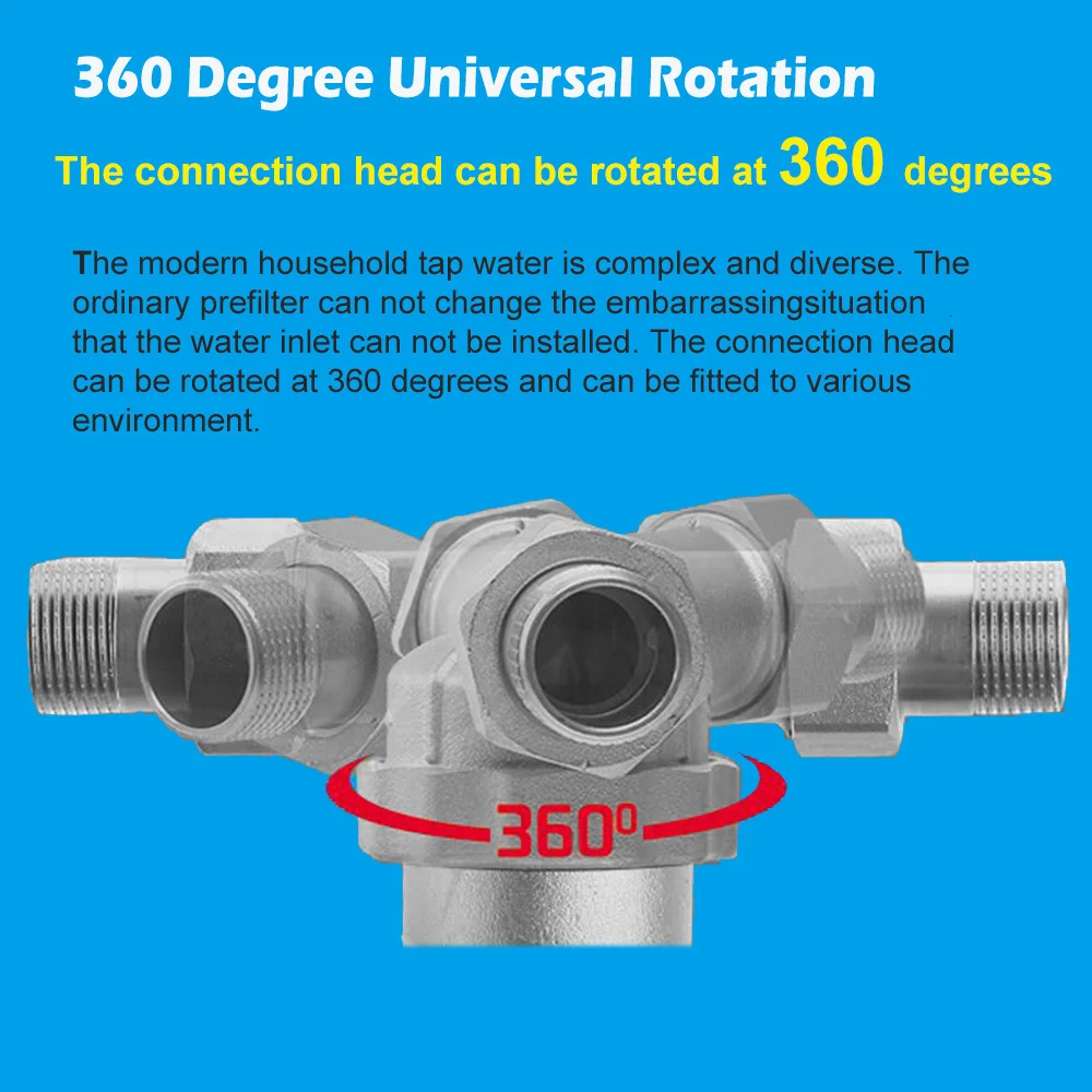 3/4&quot Union water Purifier Pre-filter backwash universal installation prefilter brass nickel plated remove rust free shipping | Бытовая