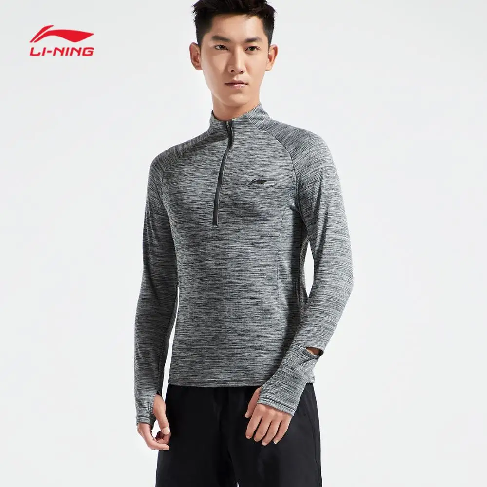 Li-Ning Мужская футболка для бега с длинным рукавом, облегающая, теплая, оболочка, 95% полиэстер, 5% спандекс, подкладка, спортивные топы ATLN147 MTL997