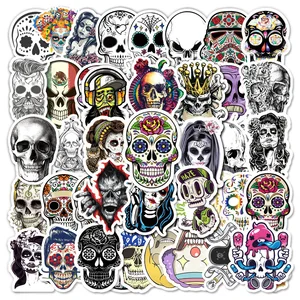 50 шт., наклейки на Хэллоуин в виде черепа