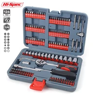 hi spec 126 in 1 ratchet socket set 14 adjustable socket wrench crv screwdriver bit set household hand repair tool set kit