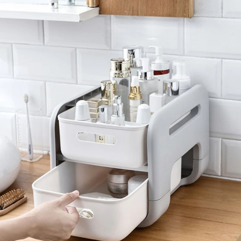 

2 Tiers Office Desktop Organizer Drawer Kitchen Accessories Storage Box Cosmetic Makeup Rack Jewlery Organizer