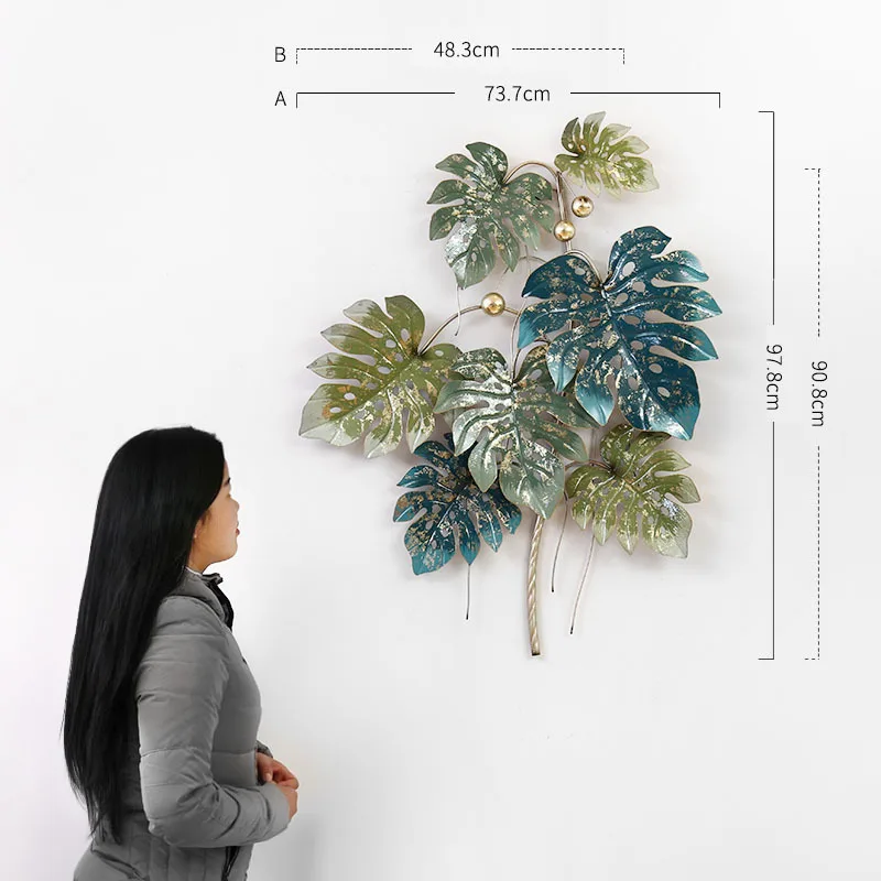 

American Country Tropical Plant Creative Pendants Living Room Stereo Wrought Iron Wall Decoration Sofa Wall Decoration