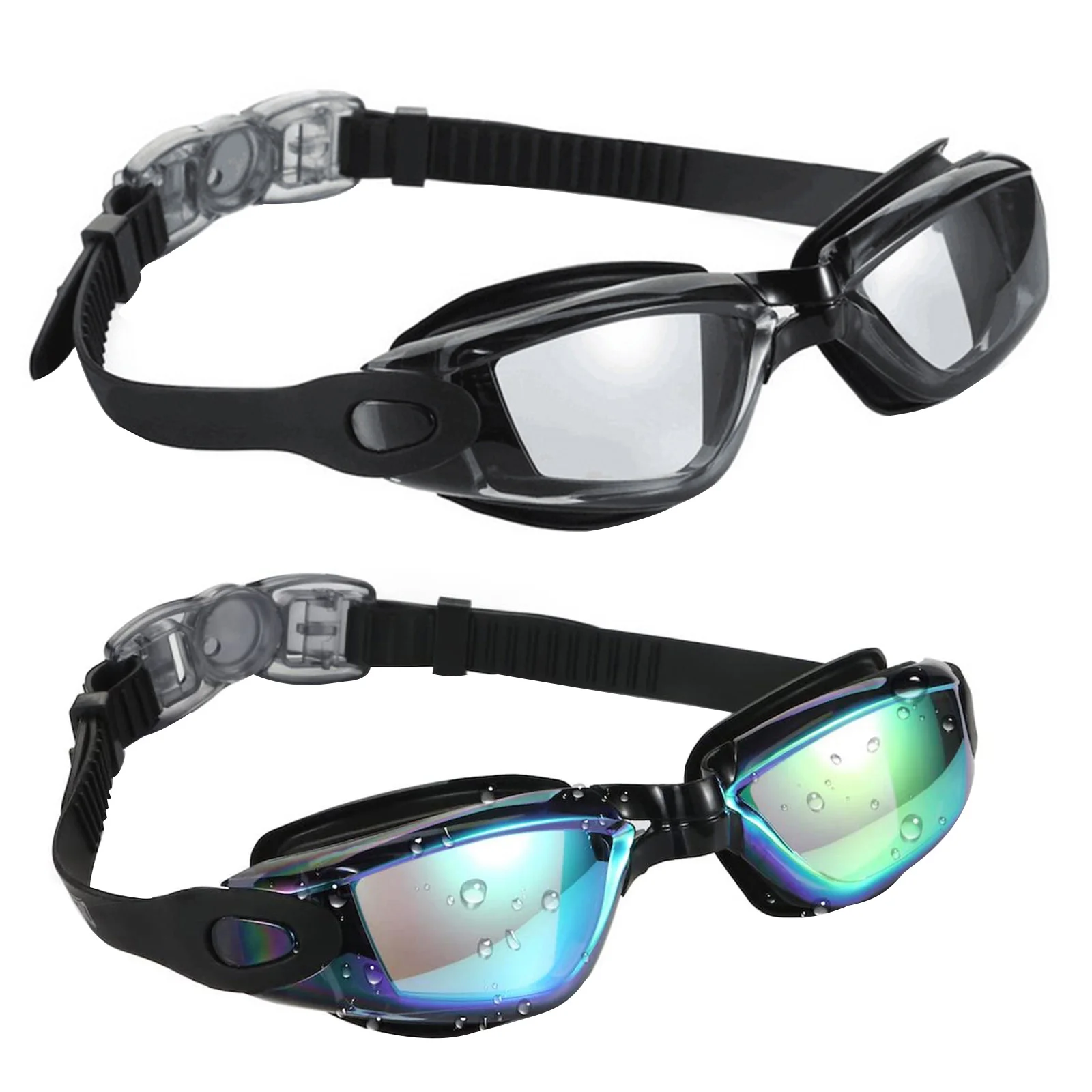 

Swimming Glasses with Earplugs Nose Clip Electroplated Lenses No Leaking Water Pool Goggles Swimming Equipment