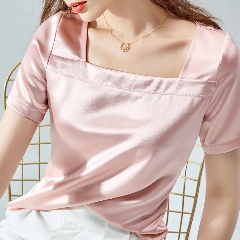

Satin Chiffon Shirt Short Sleeve T-Shirt women's wear