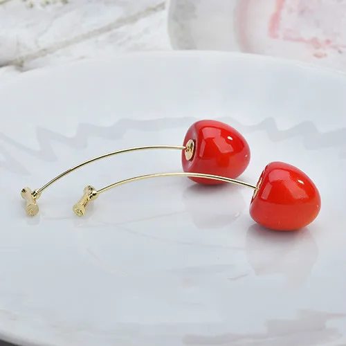 small-1 Новые милые серьги-подвески в форме Вишни из красной смолы, серьги в богемном стиле для женщин и девочек, модные ювелирные изделия в подарок - Окраска металла: small-1