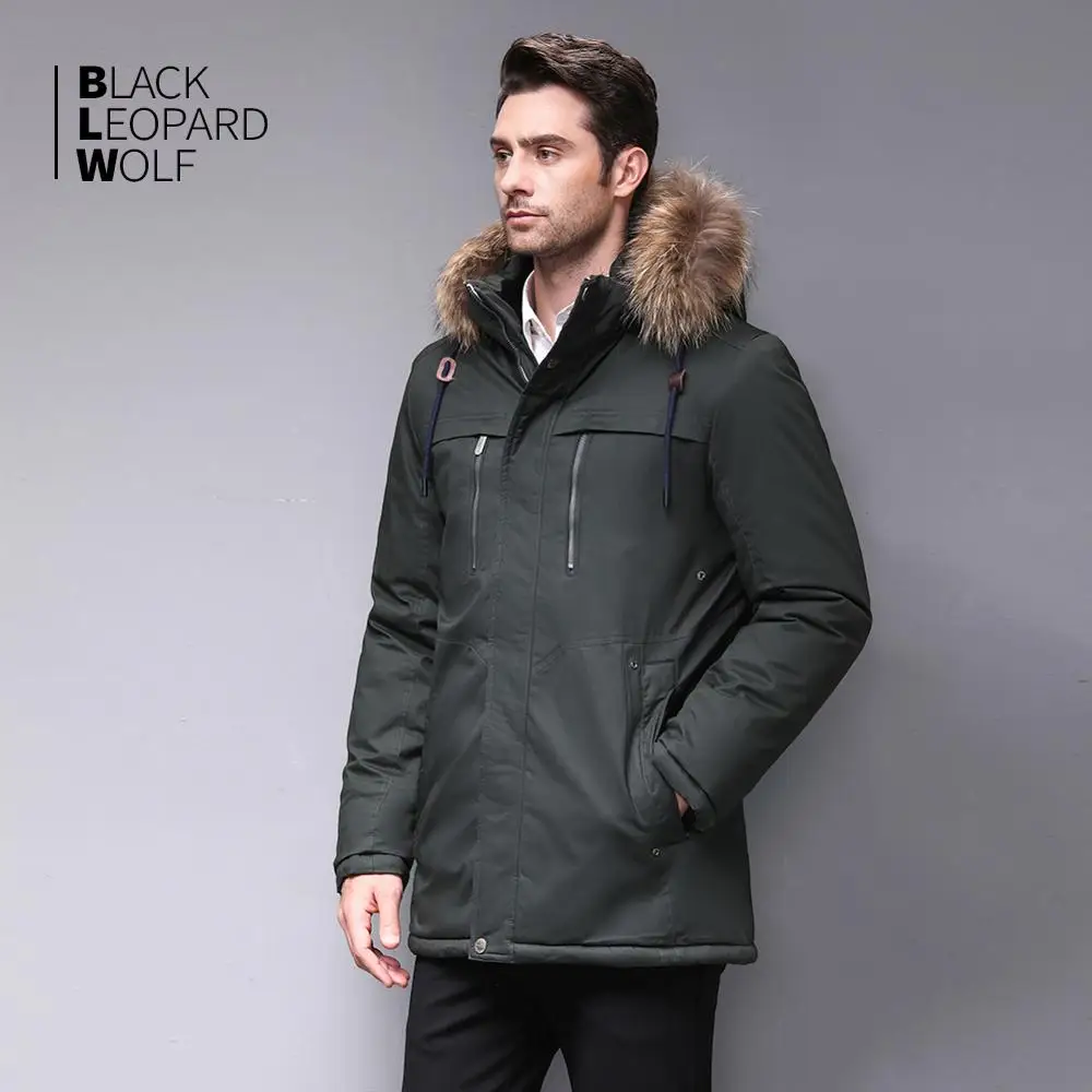 Blackleopardwolf 2019 Зимняя мужская куртка модная парка тип аляска съемная верхняя одежда