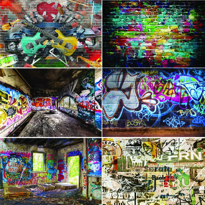 

SHUOZHIKE Art Fabric Photography Backdrops Prop Graffiti Theme Photography Background 200509M-1