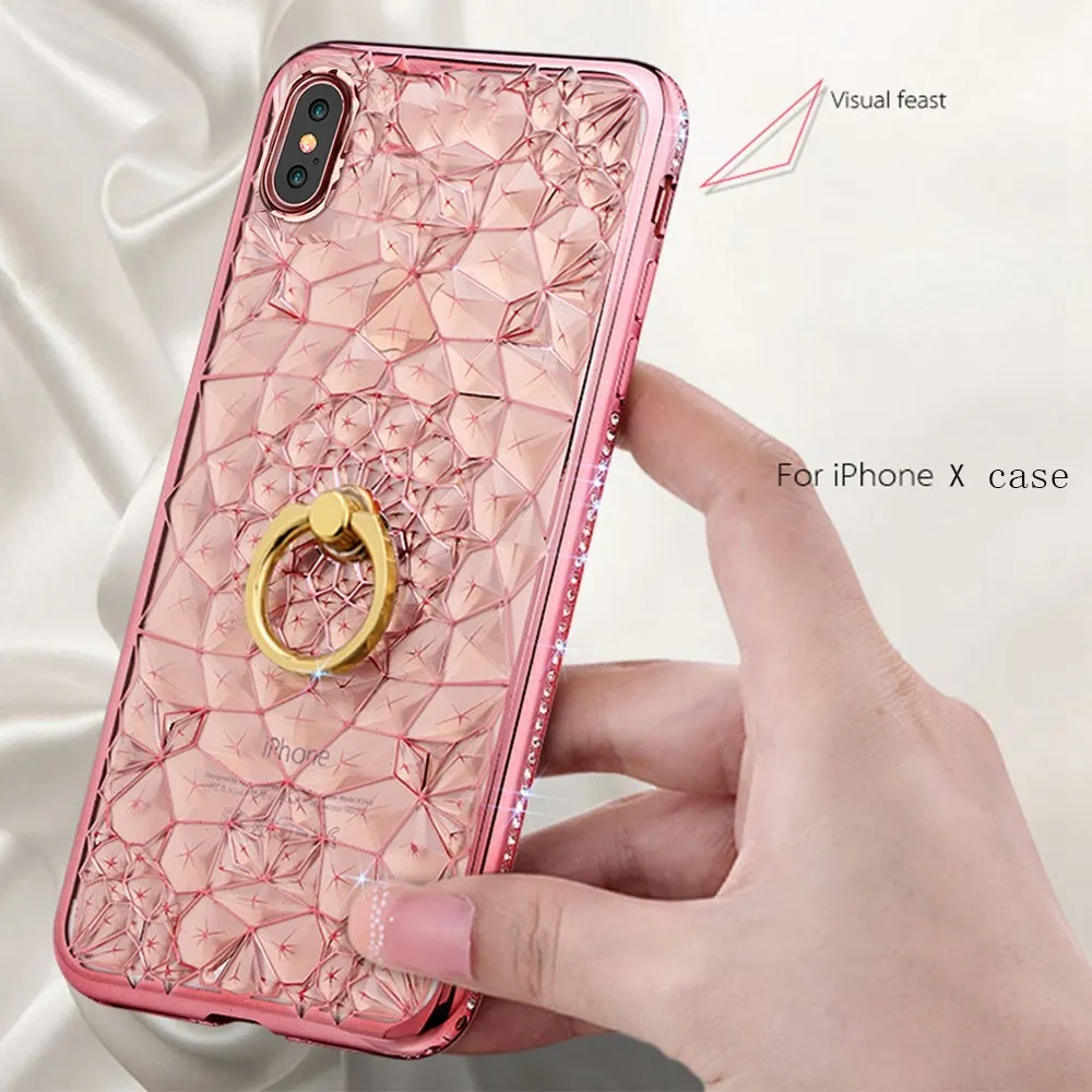 Чехол для iPhone 11 Pro Max роскошный блестящий чехол с кольцом бриллиантами Apple 6S 7 8 Plus XS