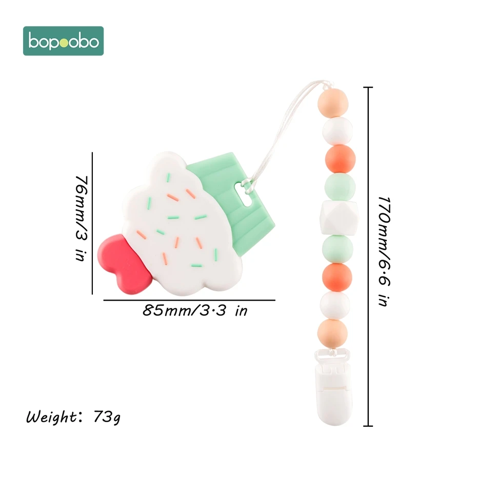 Bopoobo 1 шт., детский прорезыватель, соски, клипсы, подарок для ребенка, пищевые силиконовые грызуны, прорезыватель из бисера, BPA бесплатно, подарок для ребенка, игрушки, силиконовые бусины - Цвет: Cake Set
