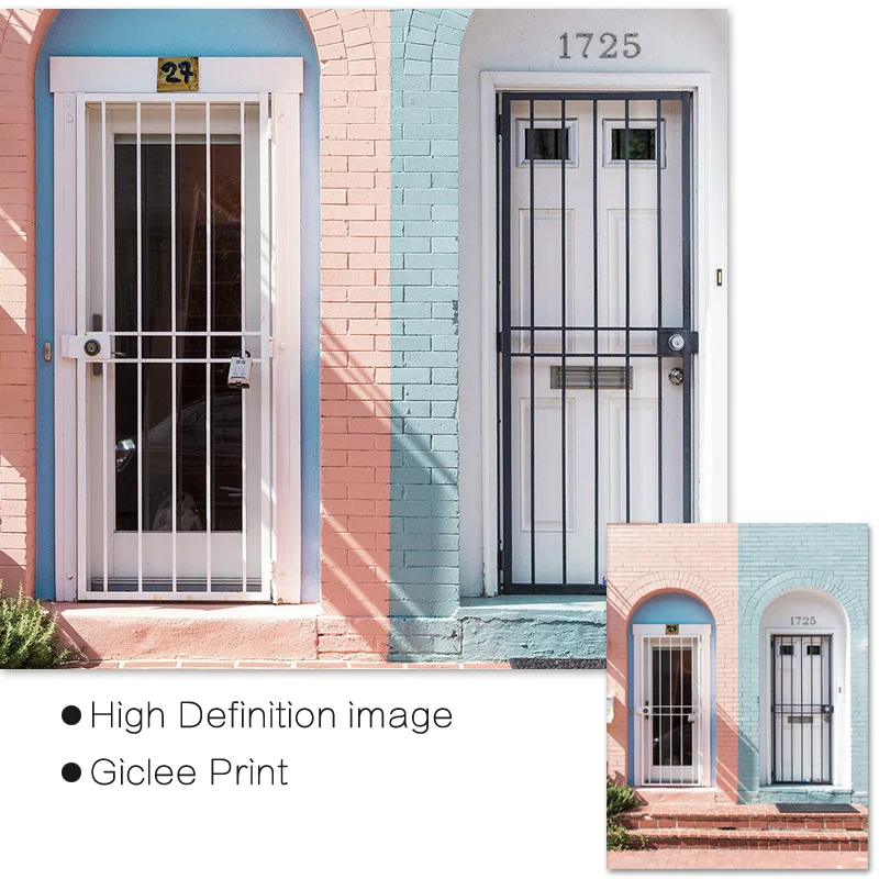 Пастельные двери цветной дом фотографии настенные художественные принты кактус