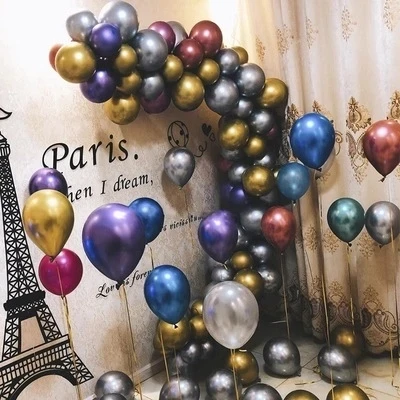 

50pcs 12inch Gold Silver Black Metal Latex Balloons Wedding Decorations Matte Helium Globos Birthday Party Decoration Adult