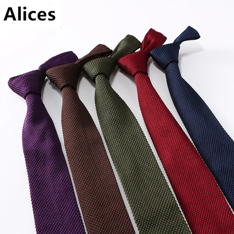 

6cm Fashion Men's Purple Brown Green Wine Navy Tie Knit Knitted Ties Necktie Normal Slim Classic Woven Cravate Narrow Neckties