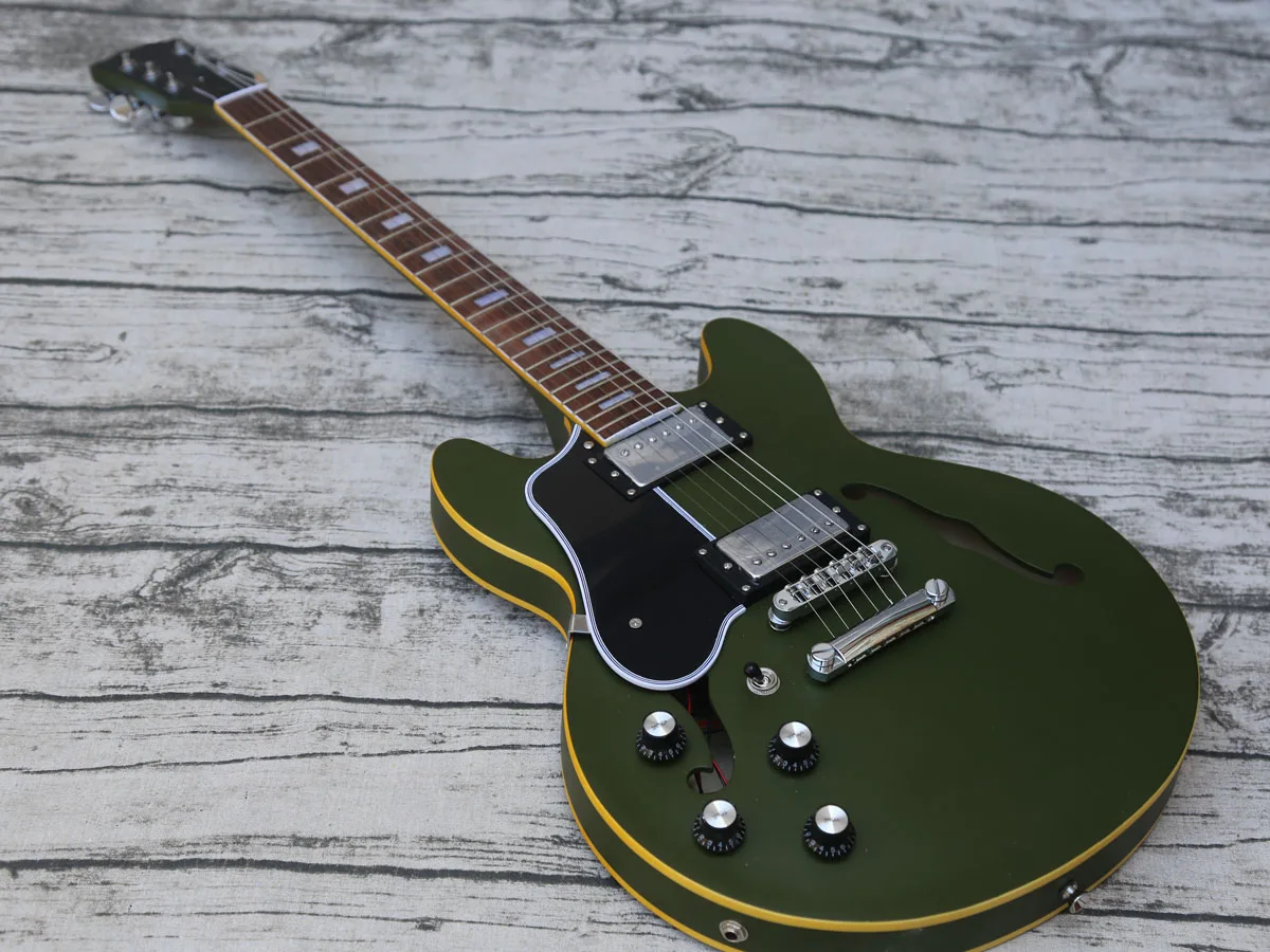 Атласная отделка электрическая гитара с левой рукой и полым корпусом малая Body339 |