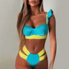 Купальник женский с оборками и высокой талией, комплект бикини с чашками пуш-ап, купальный костюм, купальный костюм для женщин, танкини