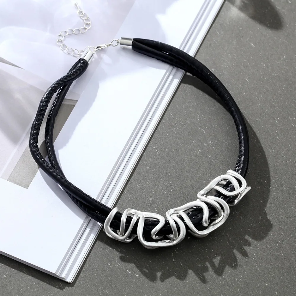 Лидер продаж женское черное кожаное ожерелье чокер с подвеской ожерелья и