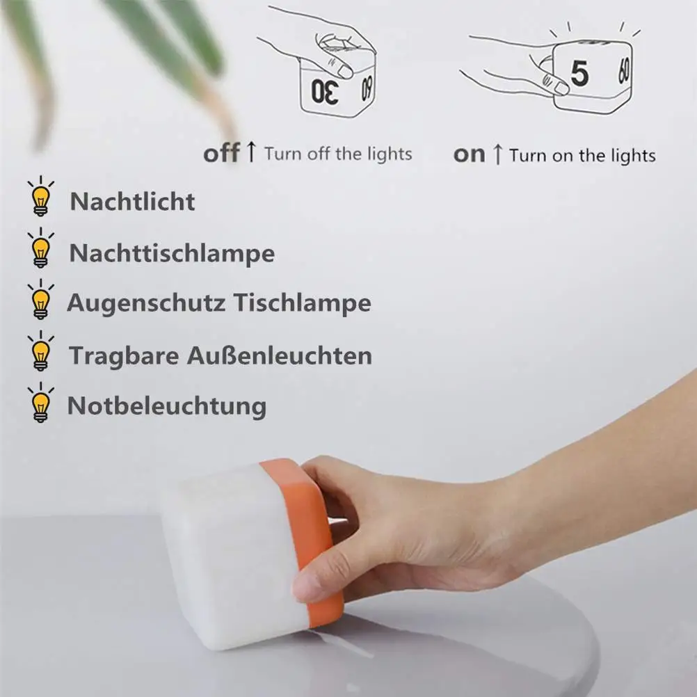 

LED Bedside Lamp Dimmable Night Light Table Lamp Warm White Light Flip Night Lamp with Timing Function for Living Room