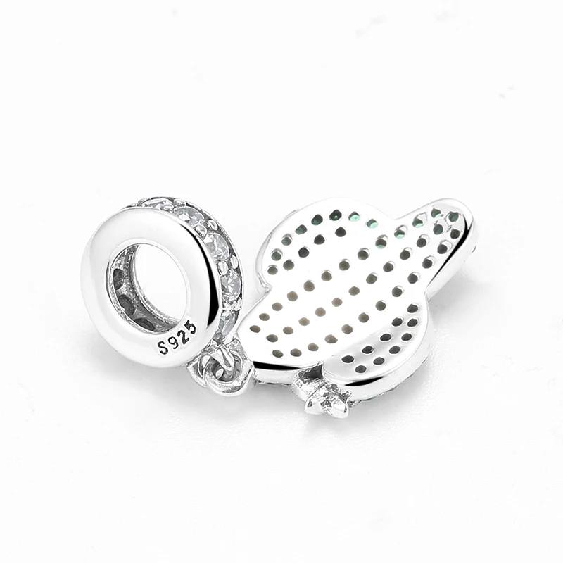 Стерлинговое Серебро 925 пробы модное серебро зеленый циркон кактус ювелирное