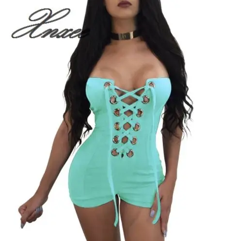 

Xnxee 5 color summer high elastic tube top Europe and America women's double row button buckle large size jumpsuit shorts