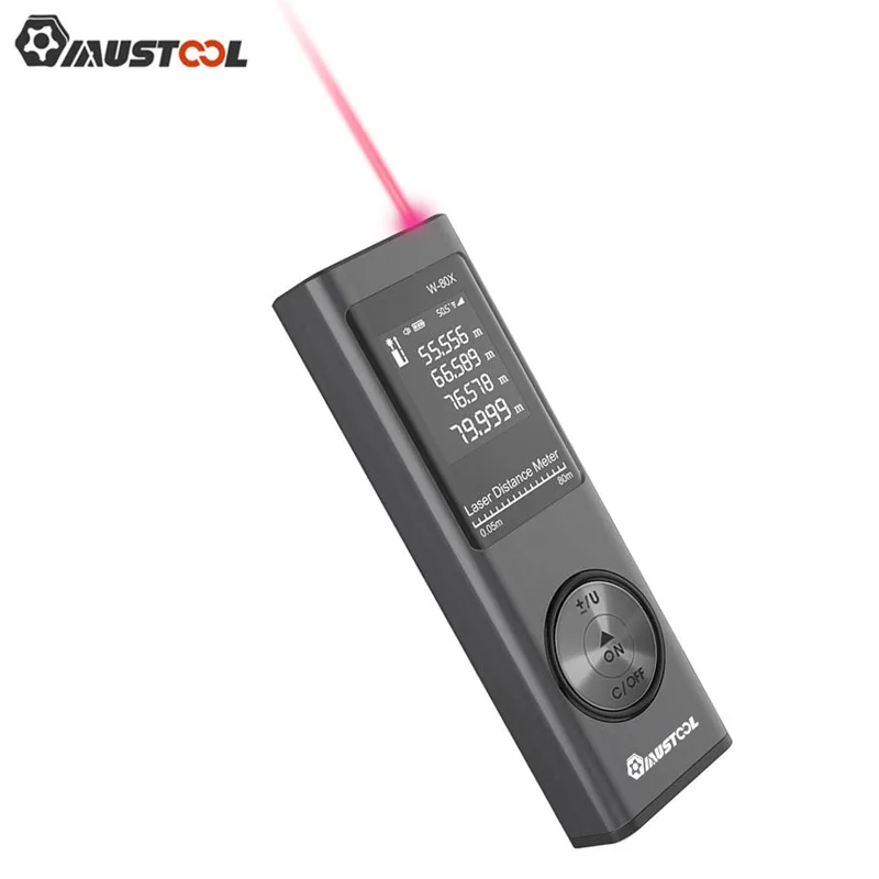 

MUSTOOL 80m Digital Mini Laser Rangefinder with Electronic Angle Sensor Switching USB Charging Pythagorean Mode Distance Meter