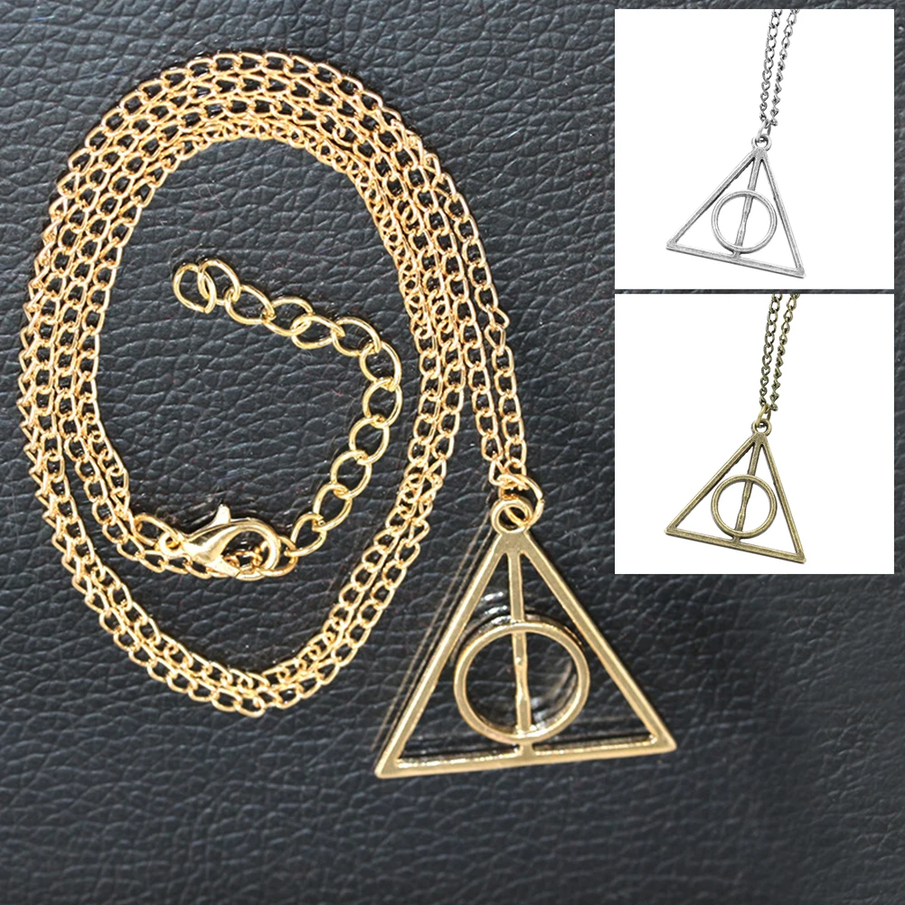 С модным треугольным Луна Дары смерти кулон ожерелье в винтажном стиле Для