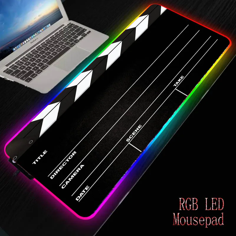 

Mairuige Movie Board Large RGB Gaming Locking Edge Keyboard Mousepad LED Light USB Wired Non-Slip Mouse Mice 7 Dazzle Colors