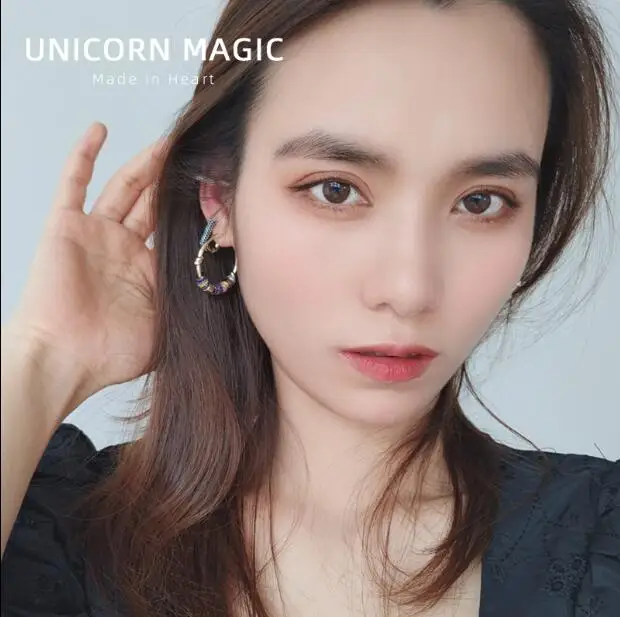 2021 New arrivals women Single Romantic Colorful Multi-Hoop Rhinestone geometry Earrings | Украшения и аксессуары