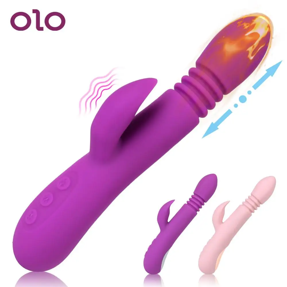 

OLO Female Masturbation Heating Telescopic Dildo Vibrator G Spot Massager Dual Vagina Clitoris Stimulate Sex Toys for Women