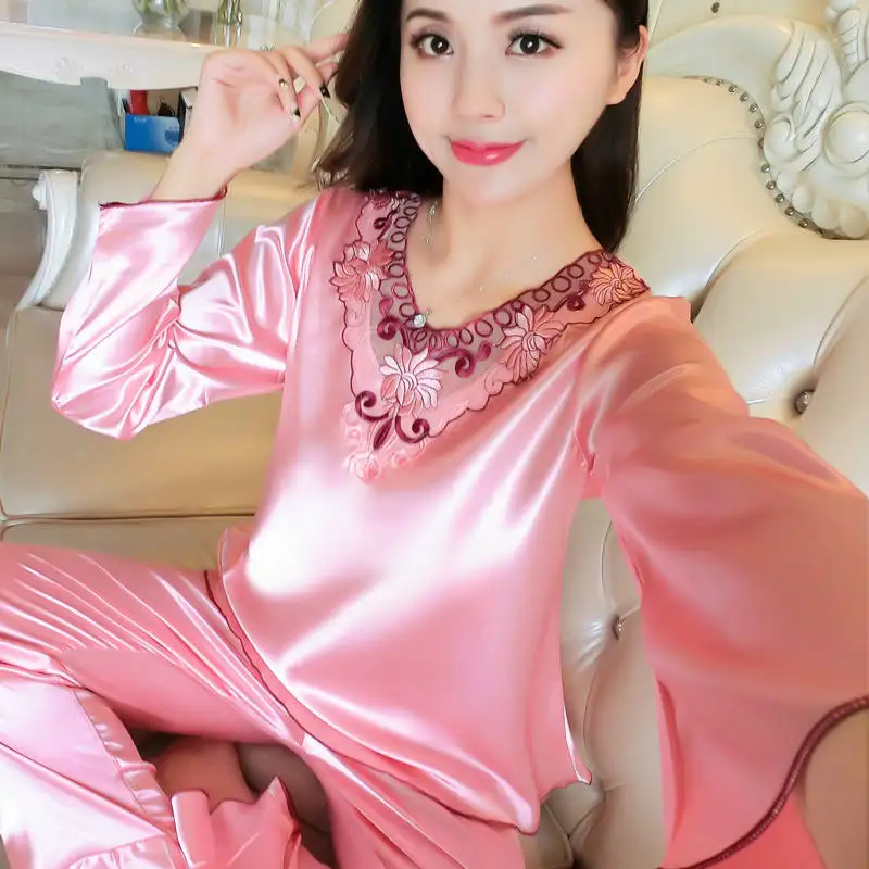 Женский атласный Шелковый пижамный комплект весна лето 2020|Комплекты пижам| |