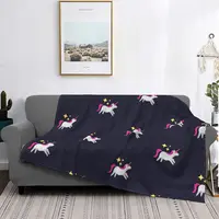 Unicorns Are Cool Just Like Ice-creams Blanket Rainbow Winter Bedspread Plush Soft Cover Flannel Quilt Bedding Bed Travel Fluffy