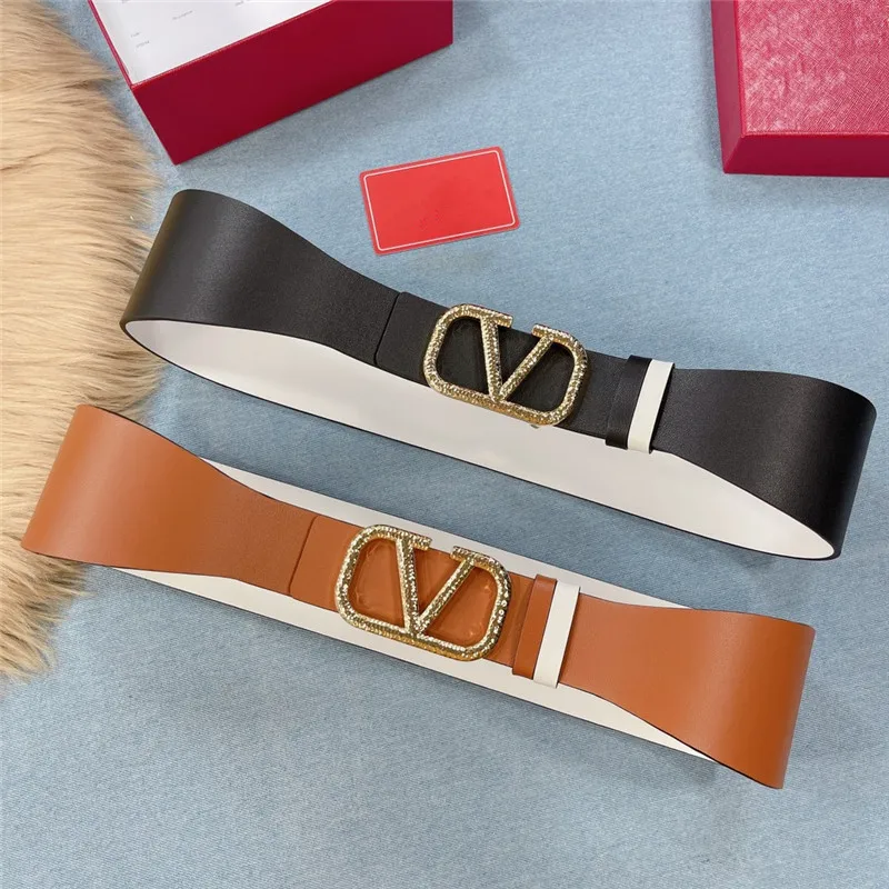 

2021 new women's belt fashion garavani vlogo signature women's leather wide skirt belt elastic shirt waist cover leather belt