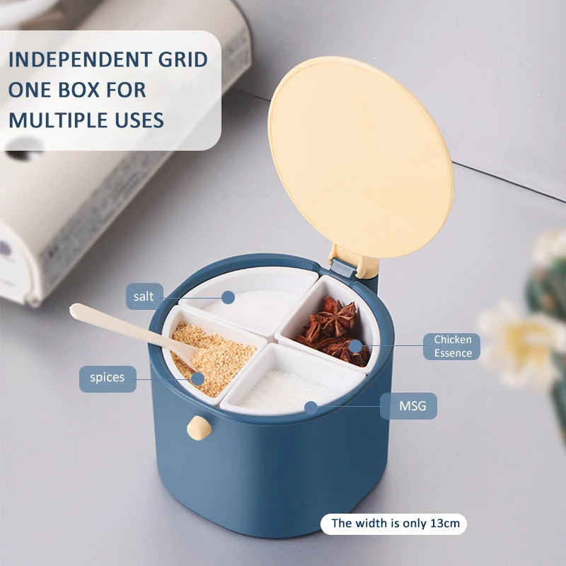 

Kitchen Multi-function Seasoning Box Storage Boxes Compartment Seasoning Box Seasoning Jar With Spoon Kitchen Accessories