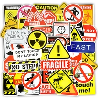 50 pcs funny warning stickers danger banning signs reminder waterproof pvc decal sticker for laptop motor luggage snowboard car
