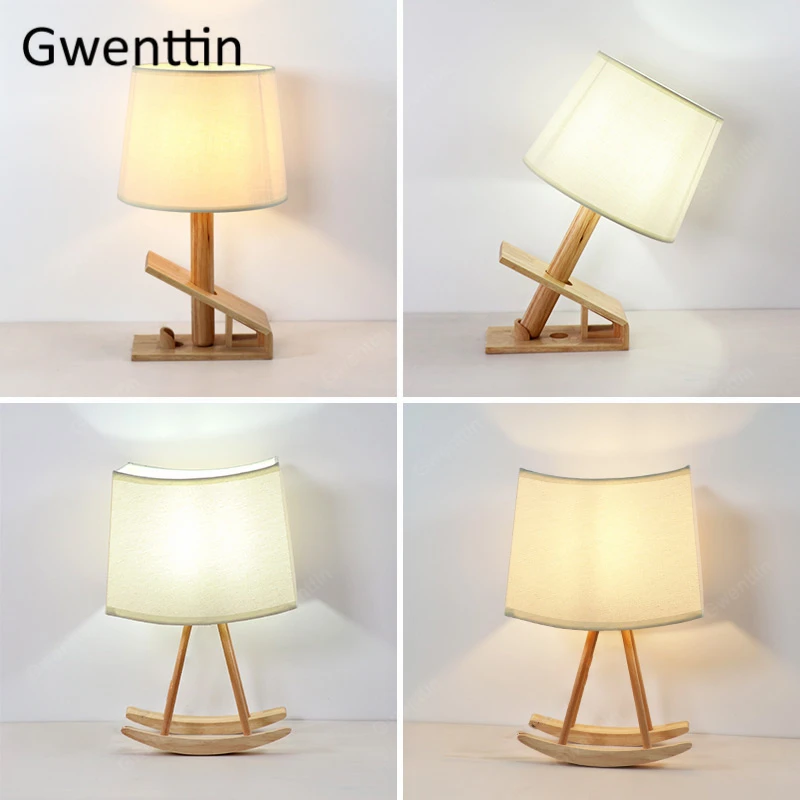 Скандинавские настольные лампы из цельного дерева Настольная Светодиодная