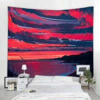 sunset sunset big tapestry wall hanging hand painted colorful landscape tapestry background blanket boho style room decoration