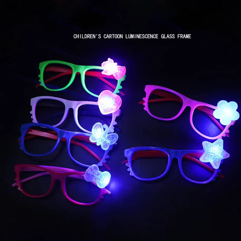 

Random Color LED Cute Cartoon Luminous Glasses Birthday Party Decoration Children Props Creative Flash Glasses Frame Toys