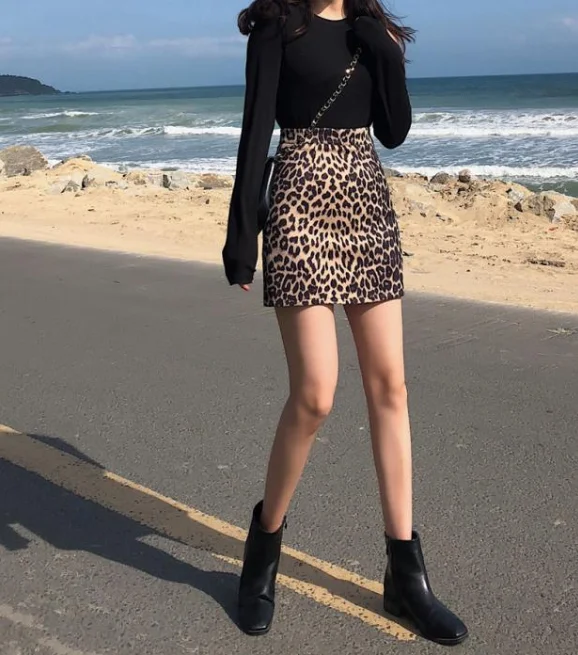 Sexy Mini Skirt Women Girls Holiday Party Pencil Sundress Ladies Autumn Slim Leopard Printed High Waist Skirts | Женская одежда