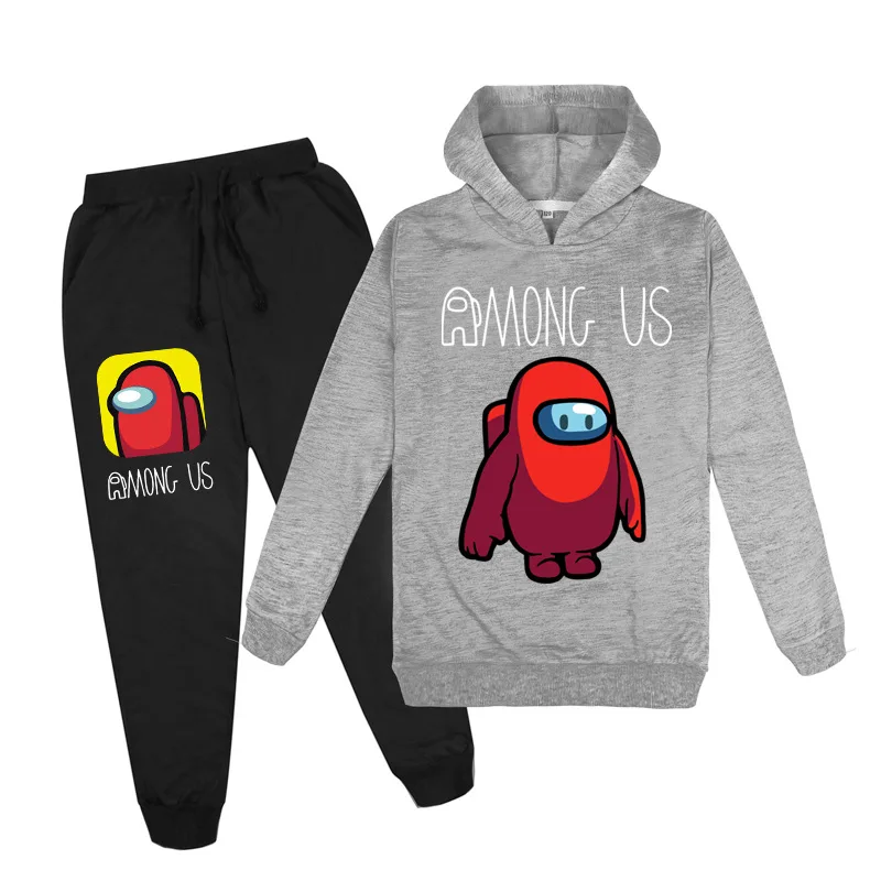 

2021 Hot Style Game Among Us Printed Children Soft Fabric Hoodies Suit Long Sleeved Sweatshirt+Casual Sport Pants Set Streetwear