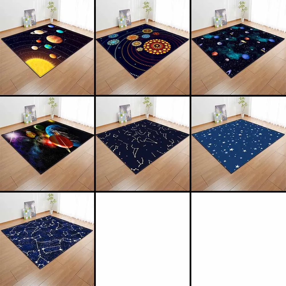 

Modern Home Decorative Carpets Soft Flannel Area Rugs Children Room Play 3D Space Exploration Floor Mat Living Room Carpet